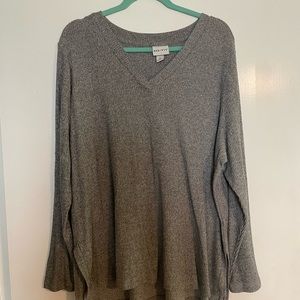 Ava & Viv Women's Plus Size Long Sleeve V-Neck Rib-Knit